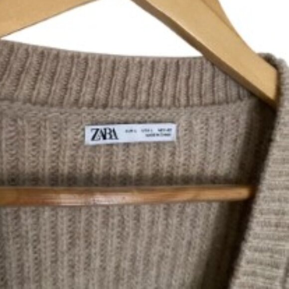 Zara Wool Blend Cardigan Sweater Large - Picture 2 of 4
